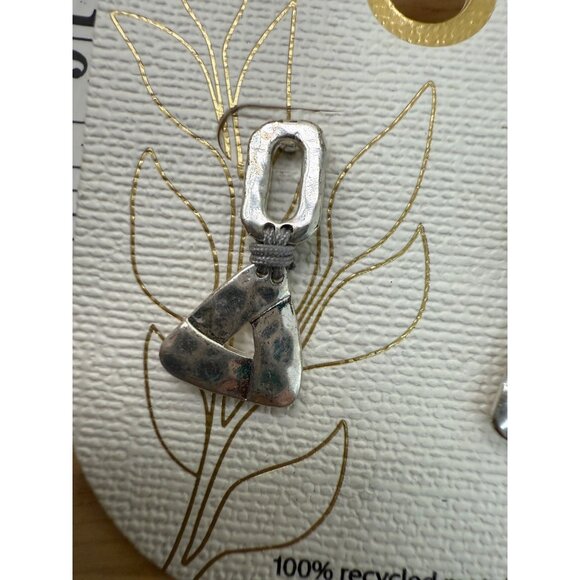 Earrings, Silver Tone, Recycled, Casual, Classic, Streetwear, Minimal, Hammered - Picture 5 of 9